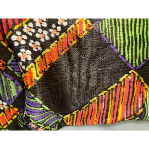 Vintage Polyester Dress Patchwork Zip No Designer Union Label S M High Neck Zip - Picture 13 of 15